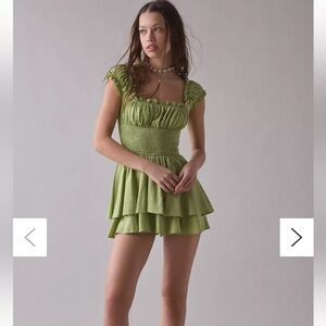 Urban Outfitters Rosie Smocked Tiered Ruffle Romper